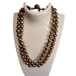Vintage Miriam Haskell Signed Champagne Pearl Double-Strand Necklace 14-16" Rare